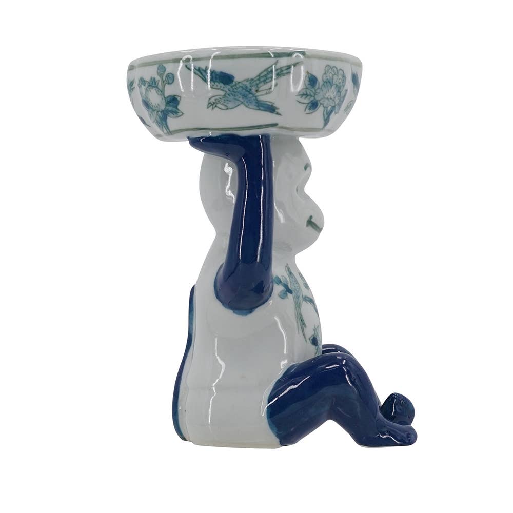 5.5x5x7" Porcelain Monkey - Blue/Green/White