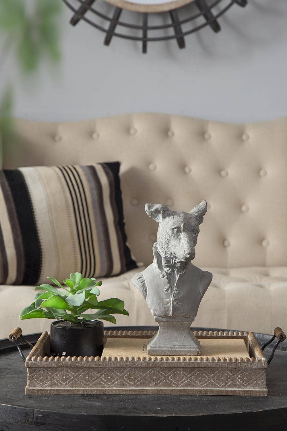 5.5x4.5x10.5" Gray Cement Dog Bust Accent