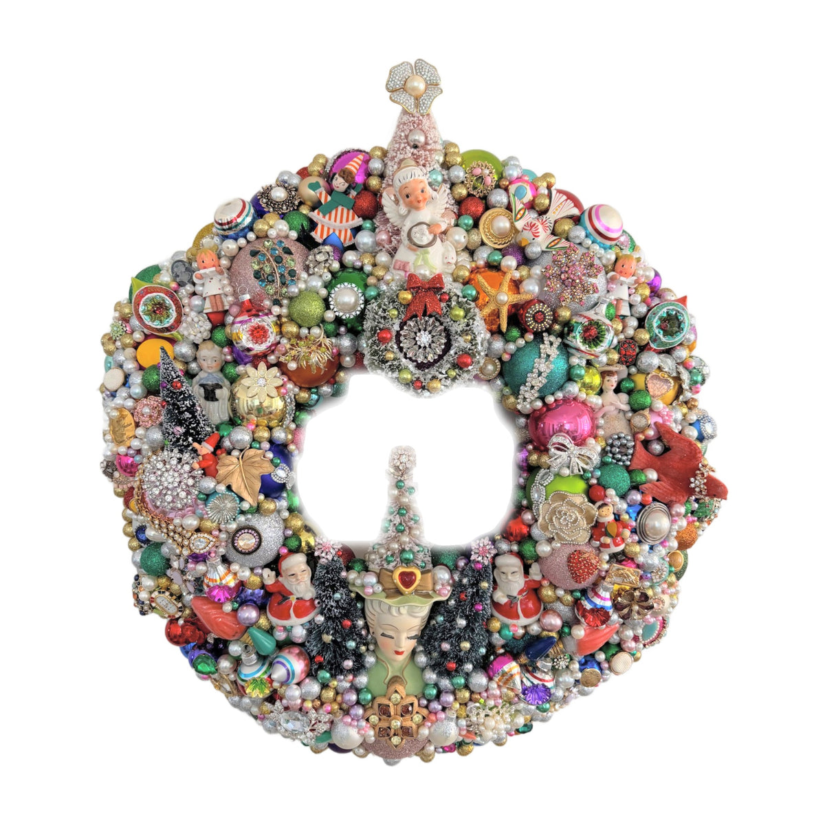 Custom Vintage Jewelry Christmas Wreath – Handmade Brooch & Ornament Wreath