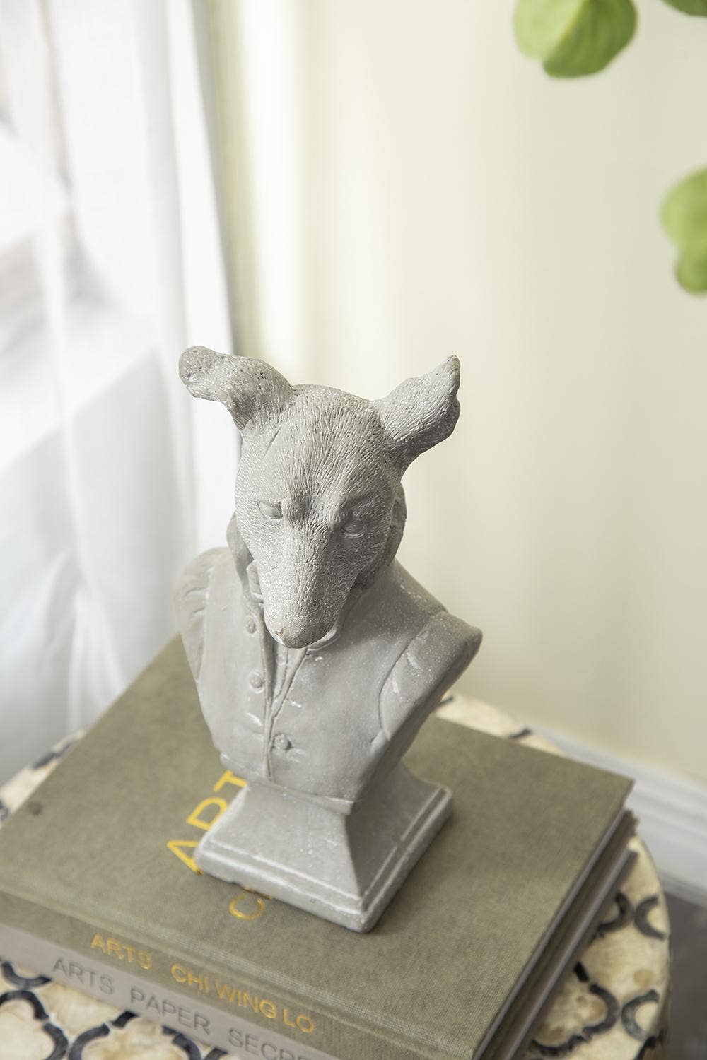 5.5x4.5x10.5" Gray Cement Dog Bust Accent