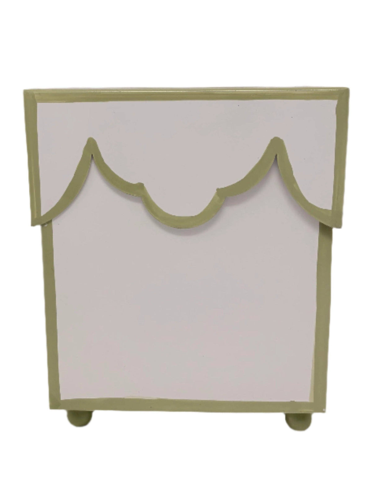 White & Olive Scalloped Wastepaper Basket & Tissue (2 Options): Tissue