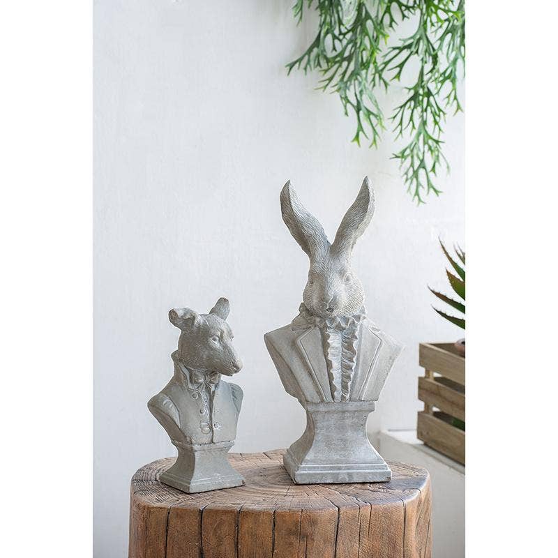 5.5x4.5x10.5" Gray Cement Dog Bust Accent