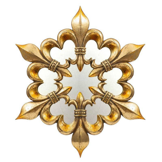 16.5x1.5x9" Antique Gold Fleur-de-lis Wall Mirror