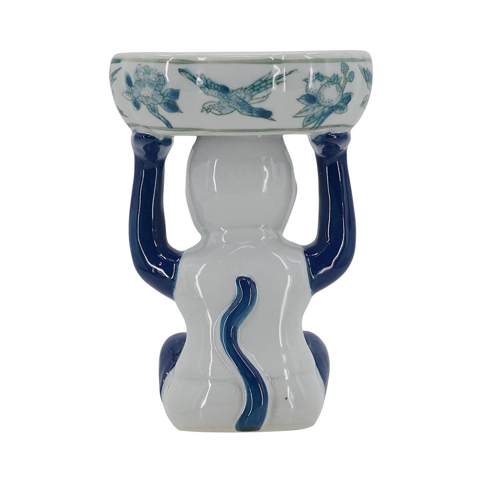5.5x5x7" Porcelain Monkey - Blue/Green/White