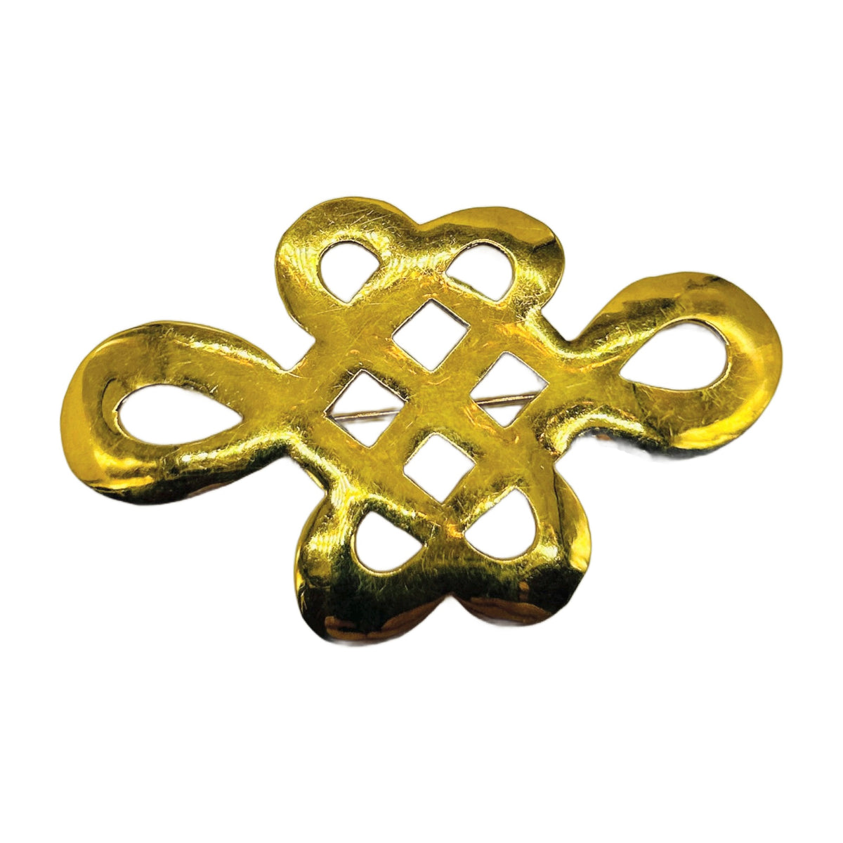 Vintage Gold-Tone Endless Knot Brooch – Large Statement Pin