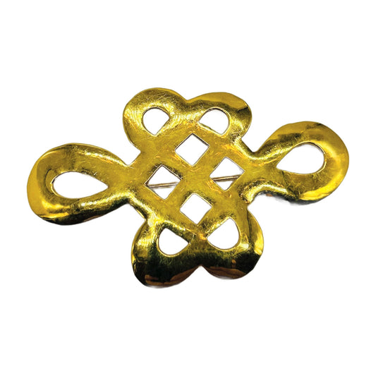 Vintage Gold-Tone Endless Knot Brooch – Large Statement Pin