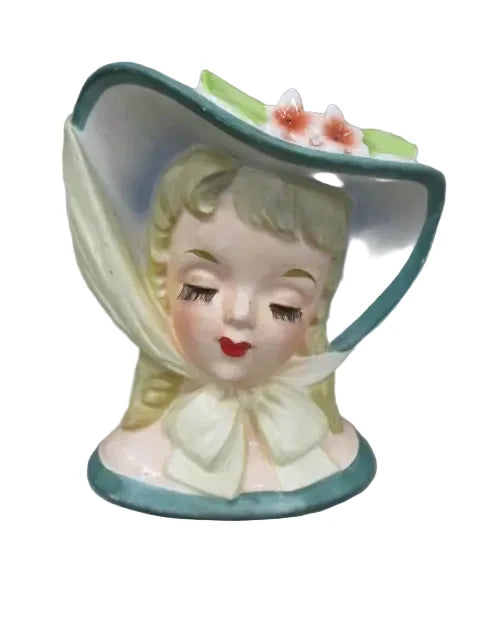 LC2- Custom Vintage Lady Head Vase - Beaded Tree