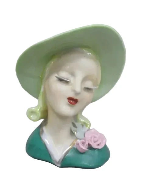 LB3- Custom Vintage Lady Head Vase - Beaded Tree - 5"