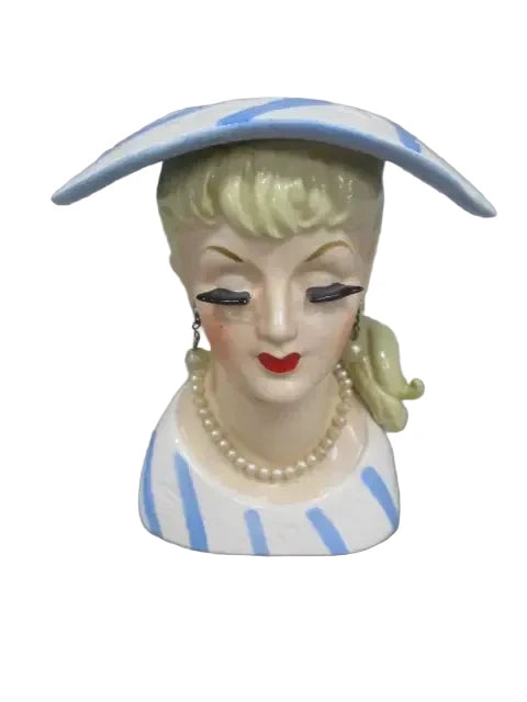 LC1 - Custom Vintage Lady Head Vase - Beaded Tree - 5.5"