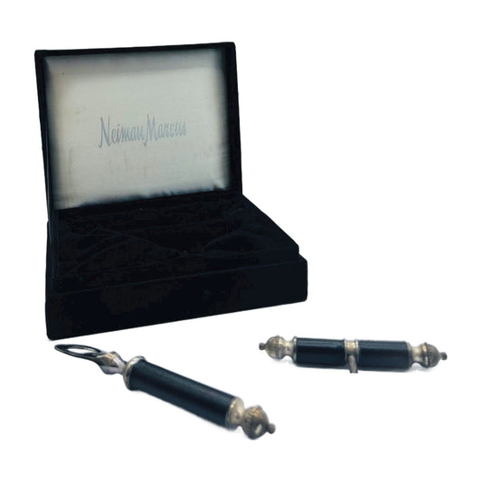 Neiman Marcus Corkscrew & Bottle Opener Bar Set in Velvet Presentation Box