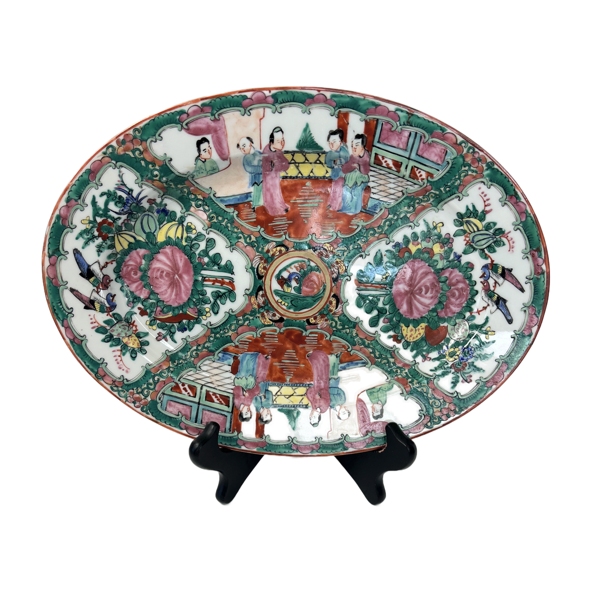 H16 - Chinese Rose Medallion Oval Platter – Famille Rose Export Porcelain Serving Platter