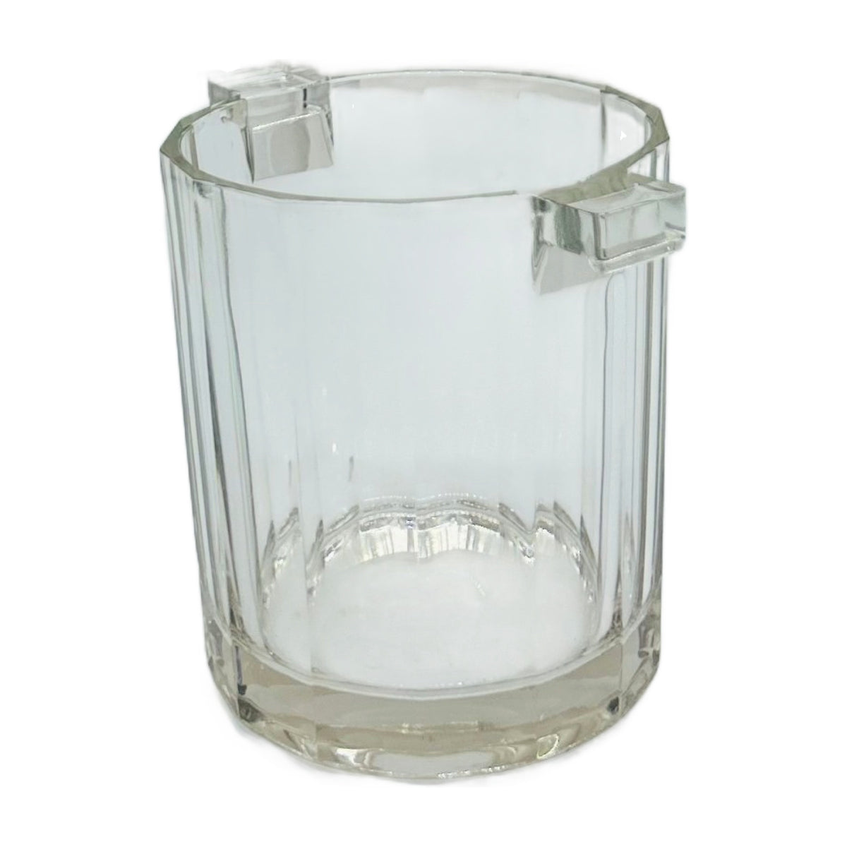 Vintage Paneled Crystal Ice Bucket with Tab Handles – Art Deco Style Glass Barware