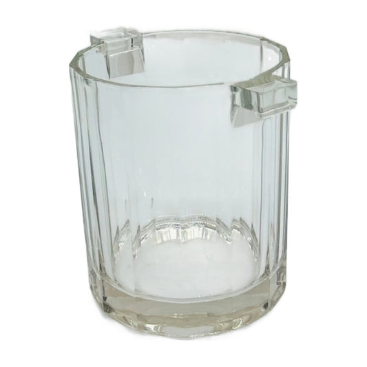 Vintage Paneled Crystal Ice Bucket with Tab Handles – Art Deco Style Glass Barware